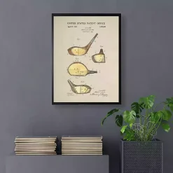 Kirklands Home Gold Golf Club Patent Framed Art Print New