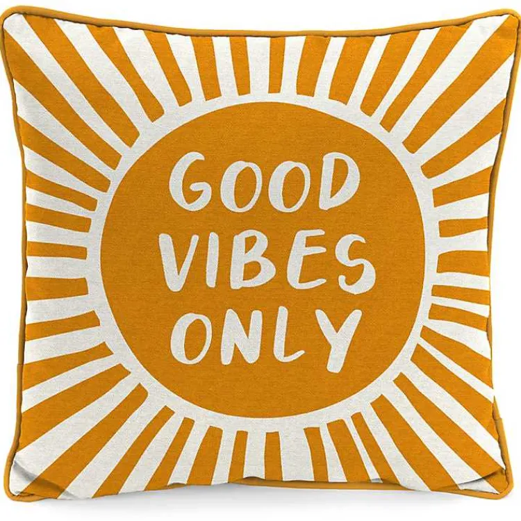 Kirklands Home Gold Good Vibes Only Sunny Outdoor Pillow Sale