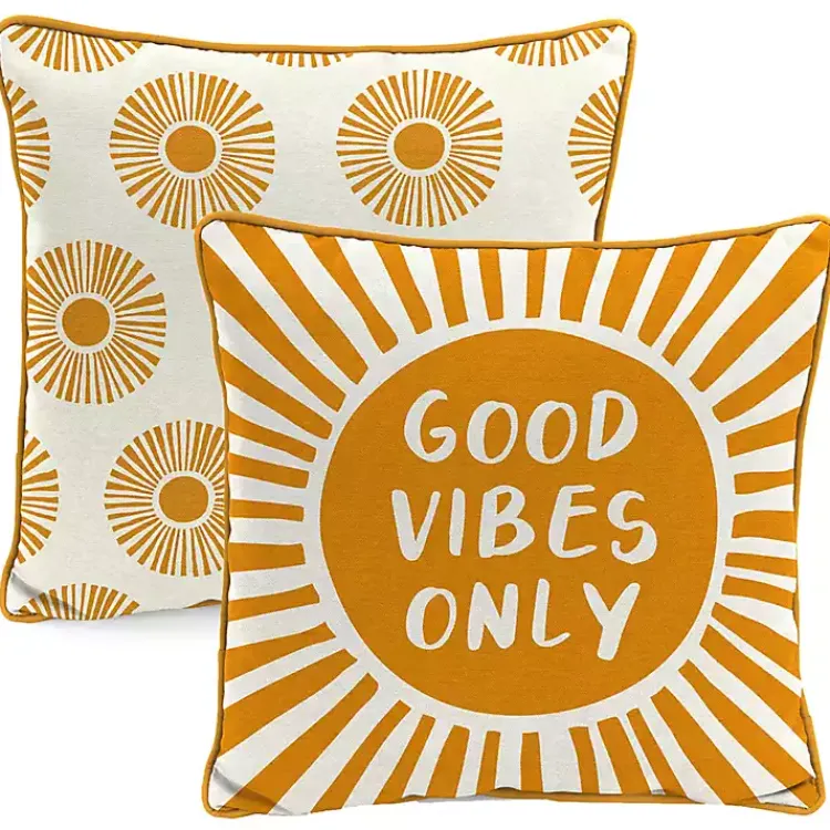 Kirklands Home Gold Good Vibes Only Sunny Outdoor Pillow Sale