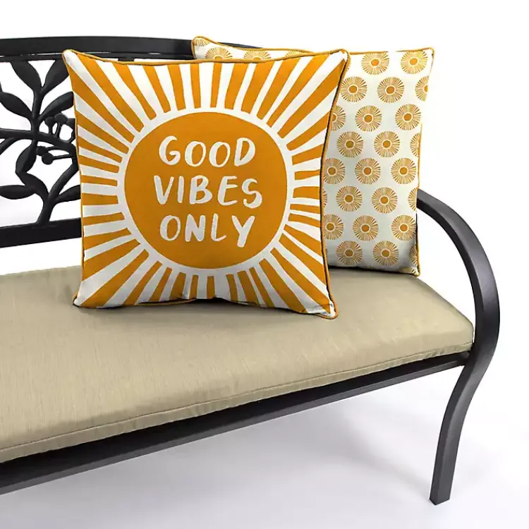 Kirklands Home Gold Good Vibes Only Sunny Outdoor Pillow Sale