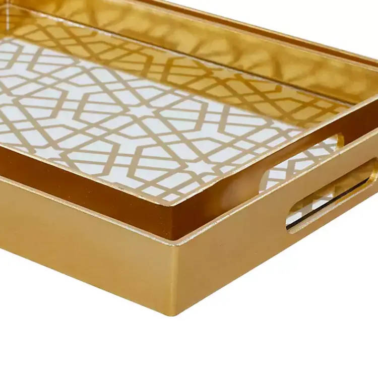 Decorative Trays>Kirklands Home Hexagon Large Print 2-pc. Tray Set Gold