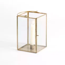 Lanterns>Kirklands Home Iron & Glass Taper Candle Lantern, 8 in. Gold