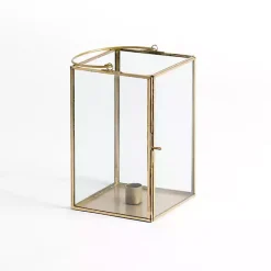 Lanterns>Kirklands Home Iron & Glass Taper Candle Lantern, 8 in. Gold