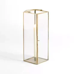 Lanterns>Kirklands Home Iron & Glass Taper Candle Lantern, 14 in. Gold