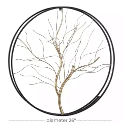 Kirklands Home Gold Iron Leaf-Less Tree Round Frame Wall Plaque Black Discount