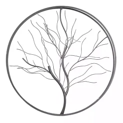 Kirklands Home Gold Iron Leaf-Less Tree Round Frame Wall Plaque Black Discount