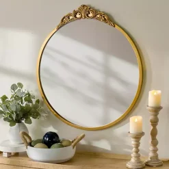 Kirklands Home Gold Lana Ornate Round Wall Mirror Sale