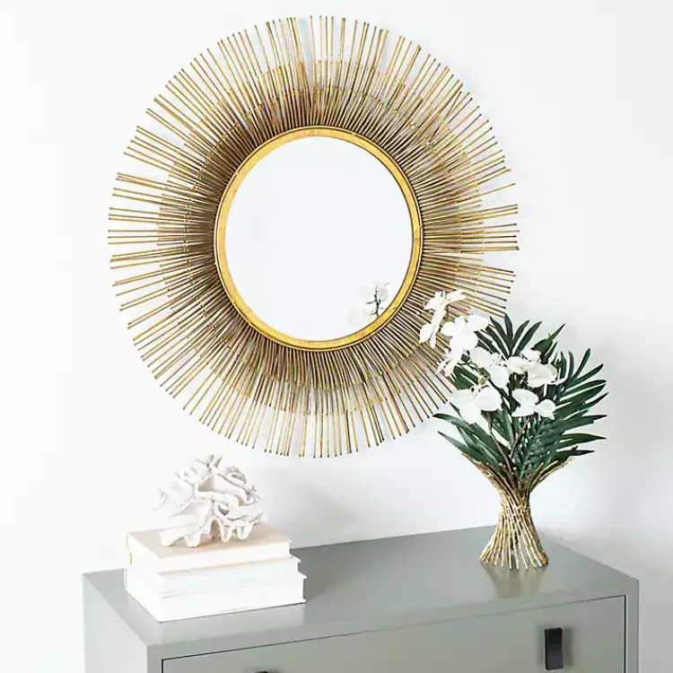 Kirklands Home Gold Layered Burst Frame Round Wall Mirror Sale