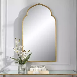 Kirklands Home Gold Leaf Arched Frame Wall Mirror Clearance