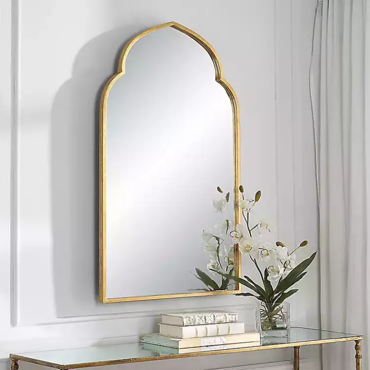 Kirklands Home Gold Leaf Arched Frame Wall Mirror Clearance