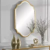 Kirklands Home Gold Leaf Curved Metal Wall Mirror Sale