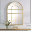 Kirklands Home Gold Leaf Metal Windowpane Arch Frame Mirror