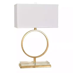 Kirklands Home Gold Leaf Open Ring Table Lamp White Outlet