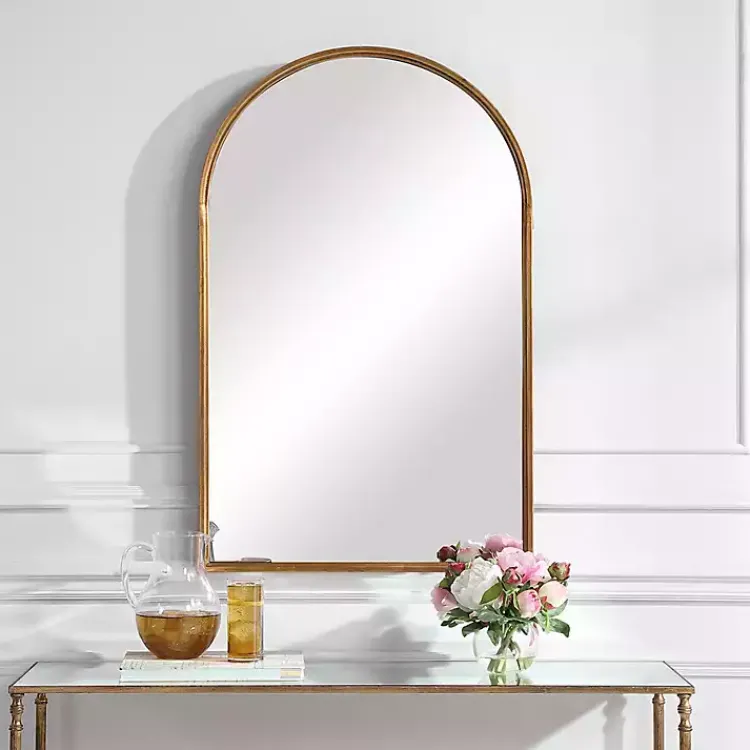 Kirklands Home Gold Leaf Thin Arch Frame Mirror Sale