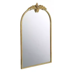 Kirklands Home Gold Leaves Arched Wall Mirror, 24x36 in. New
