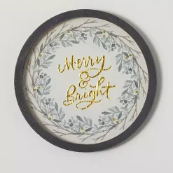Christmas Decorations>Kirklands Home Gold Merry and Bright Round Framed Art Print