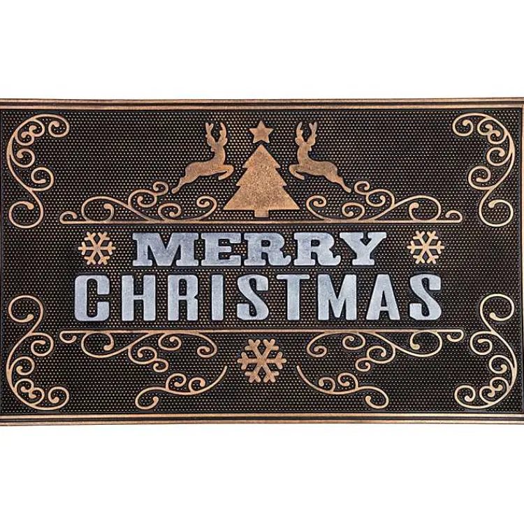 Outdoor Christmas Decorations>Kirklands Home Gold Merry Christmas Rubber Doormat