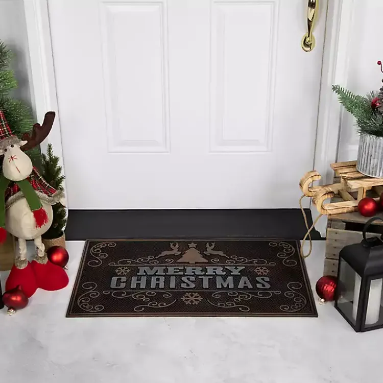 Outdoor Christmas Decorations>Kirklands Home Gold Merry Christmas Rubber Doormat