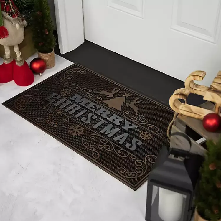 Outdoor Christmas Decorations>Kirklands Home Gold Merry Christmas Rubber Doormat