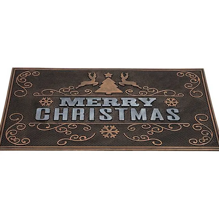 Outdoor Christmas Decorations>Kirklands Home Gold Merry Christmas Rubber Doormat
