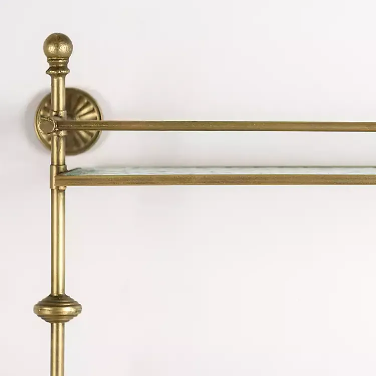 Kirklands Home Gold Metal & Textured Glass 2-Tier Wall Shelf Best