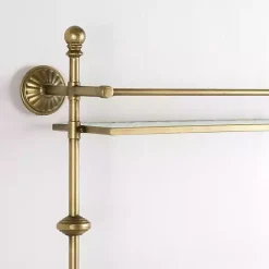 Kirklands Home Gold Metal & Textured Glass 2-Tier Wall Shelf Best