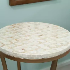 Kirklands Home Gold Metal and Capiz Shell Top Accent Table Online