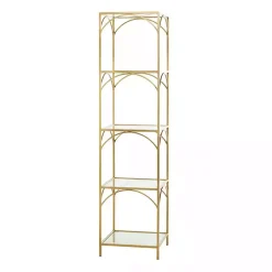 Kirklands Home Metal and Clear Glass 4-Tier Shelf Gold Clearance