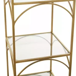 Kirklands Home Metal and Clear Glass 4-Tier Shelf Gold Clearance