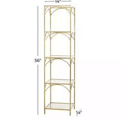 Kirklands Home Metal and Clear Glass 4-Tier Shelf Gold Clearance