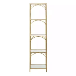 Kirklands Home Metal and Clear Glass 4-Tier Shelf Gold Clearance
