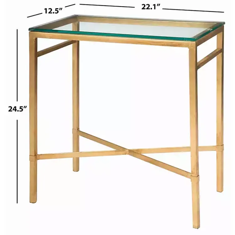 Kirklands Home Gold Metal and Glass Side Table