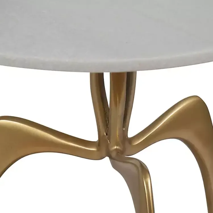 Kirklands Home Gold Metal and Marble Modern Abstract Accent Table White Online
