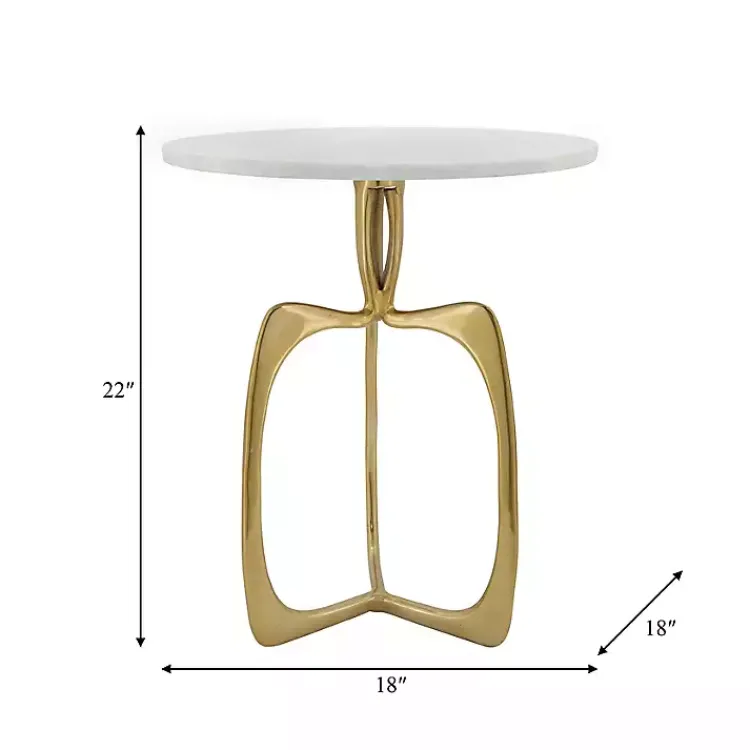 Kirklands Home Gold Metal and Marble Modern Abstract Accent Table White Online