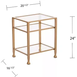 Kirklands Home Metal and Tempered Glass Side Table Gold Hot