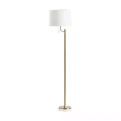 Kirklands Home Gold Metal and Marble Base Floor Lamp White Clearance