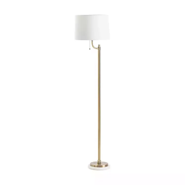 Kirklands Home Gold Metal and Marble Base Floor Lamp White Clearance