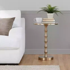 Kirklands Home Metal Bamboo Accent Table Gold Hot