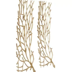 Kirklands Home Metal Coral Panel Wall Plaques, Set of 2 Gold Outlet