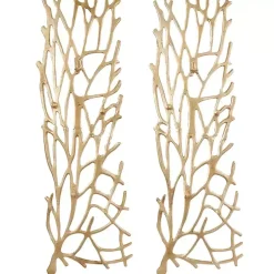 Kirklands Home Metal Coral Panel Wall Plaques, Set of 2 Gold Outlet