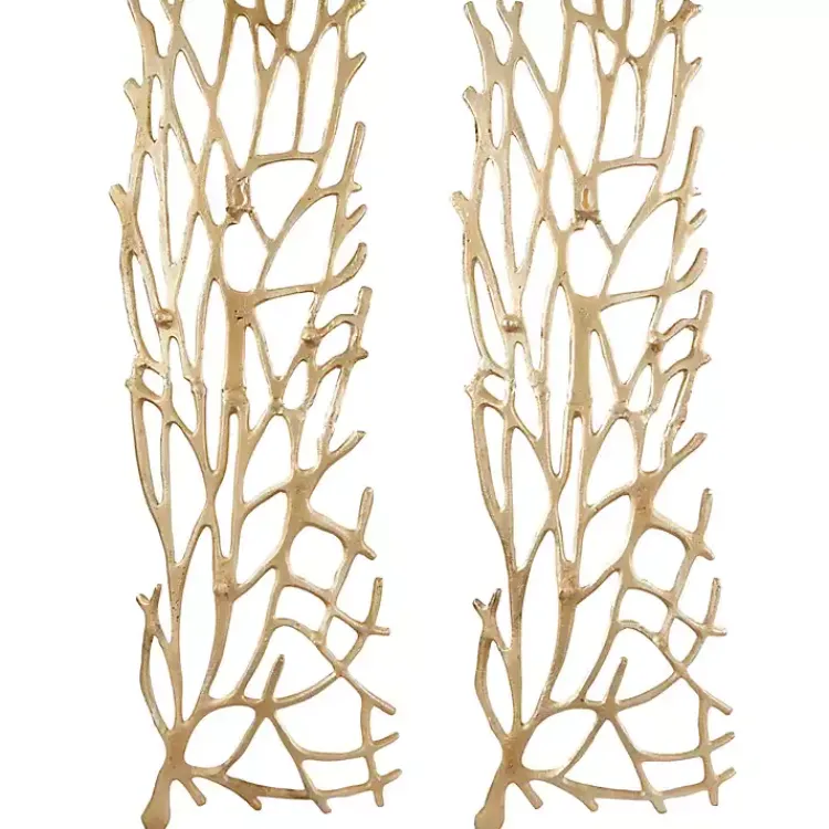 Kirklands Home Metal Coral Panel Wall Plaques, Set of 2 Gold Outlet