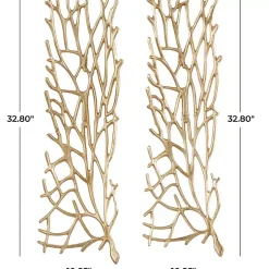 Kirklands Home Metal Coral Panel Wall Plaques, Set of 2 Gold Outlet