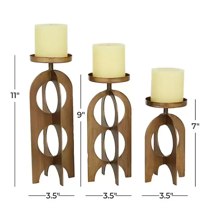 Candle Holders>Kirklands Home Metal Cutout Candle Holders, Set of 3 Gold
