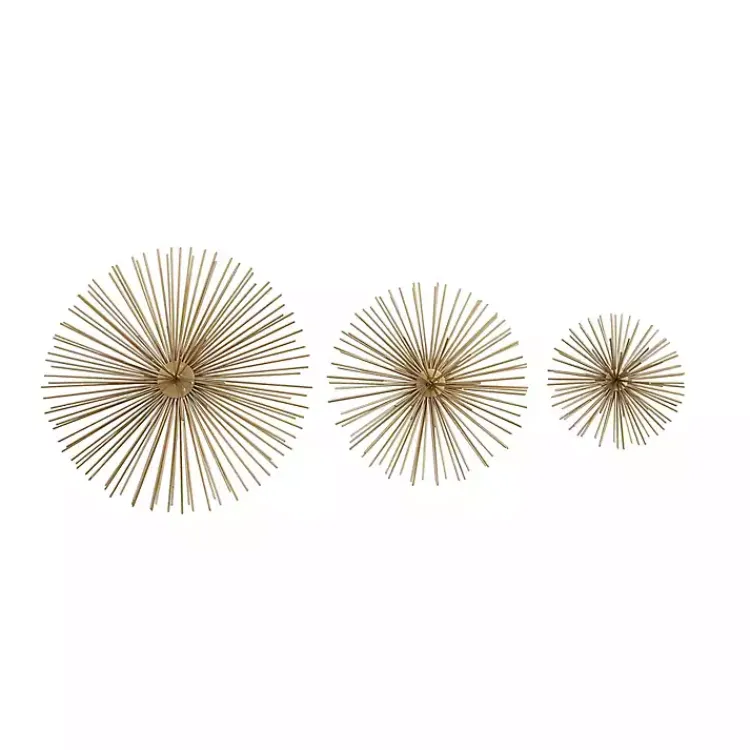 Kirklands Home Metal Disc Starburst Wall Plaques, Set of 3 Gold Best