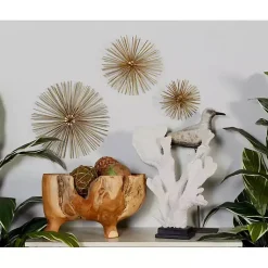 Kirklands Home Metal Disc Starburst Wall Plaques, Set of 3 Gold Best