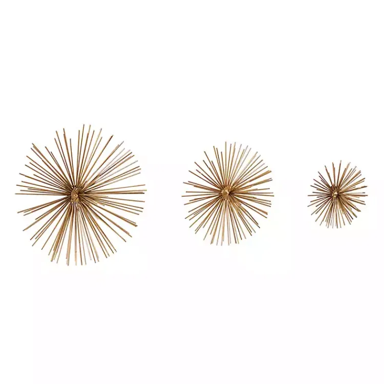 Kirklands Home Metal Disc Starburst Wall Plaques, Set of 3 Gold Best