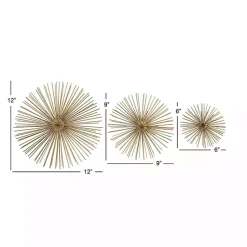 Kirklands Home Metal Disc Starburst Wall Plaques, Set of 3 Gold Best