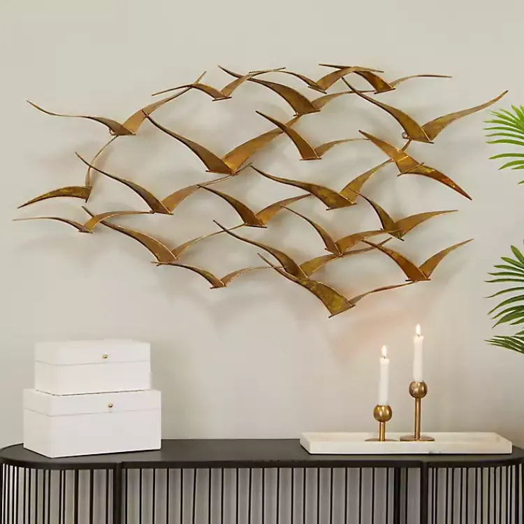 Kirklands Home Metal Flock of Birds Wall Plaque Gold Hot