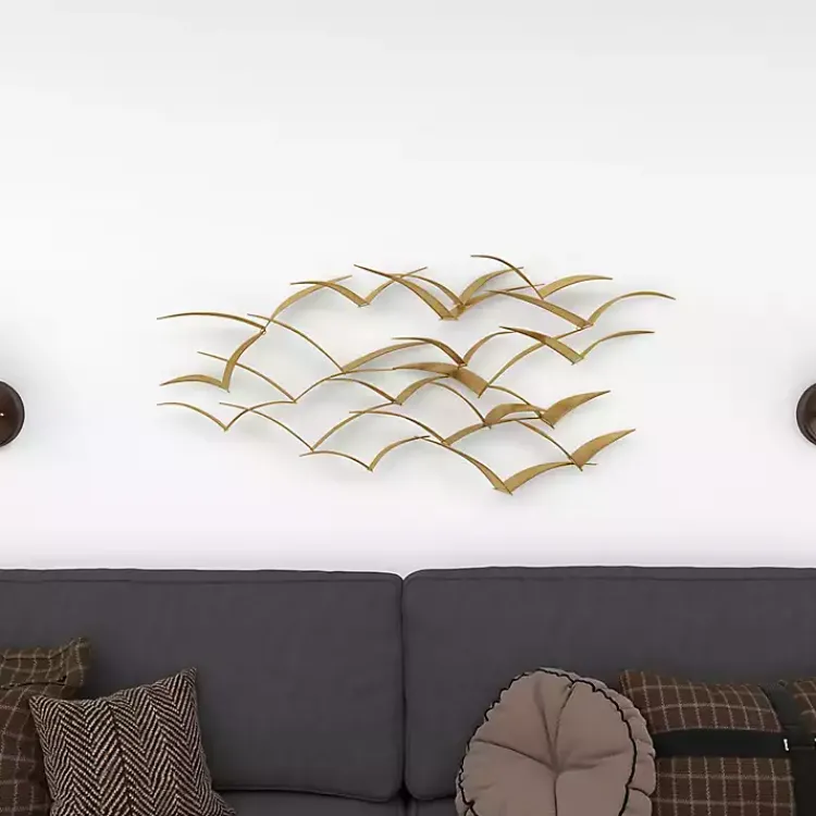 Kirklands Home Metal Flock of Birds Wall Plaque Gold Hot