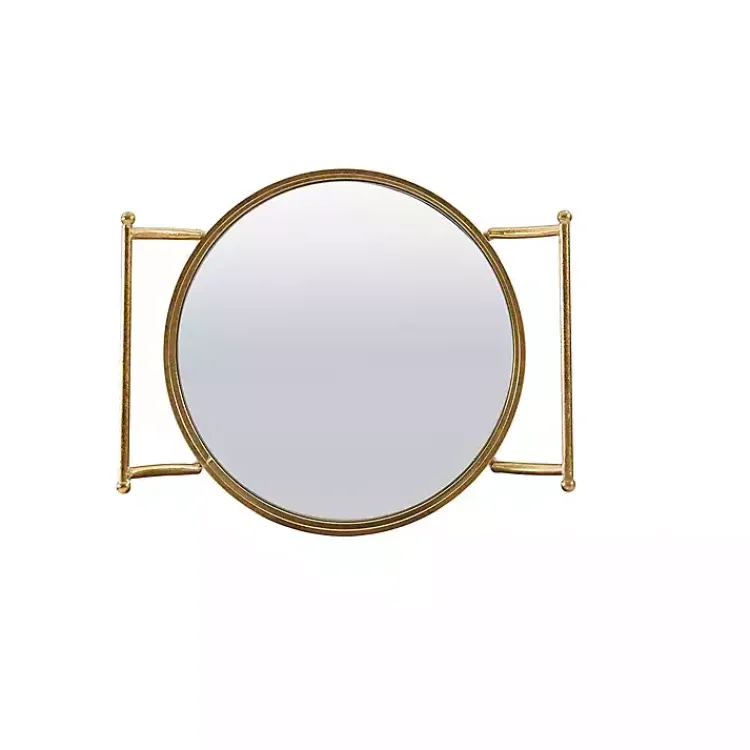 Kirklands Home Gold Metal Frame Bar Cart with Mirrored Shelves